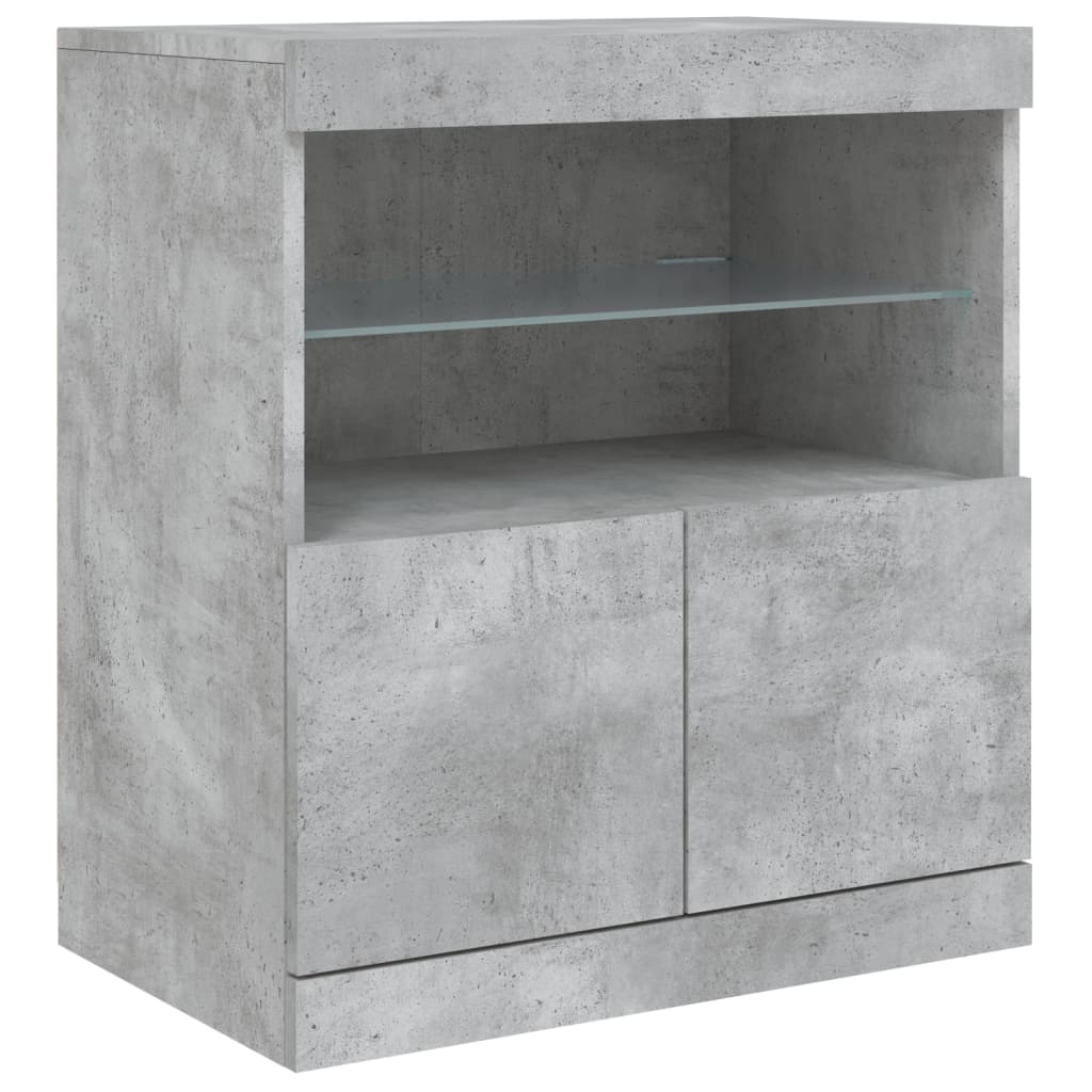 Buffet avec lumières LED gris béton 60x37x67 cm - XIOS