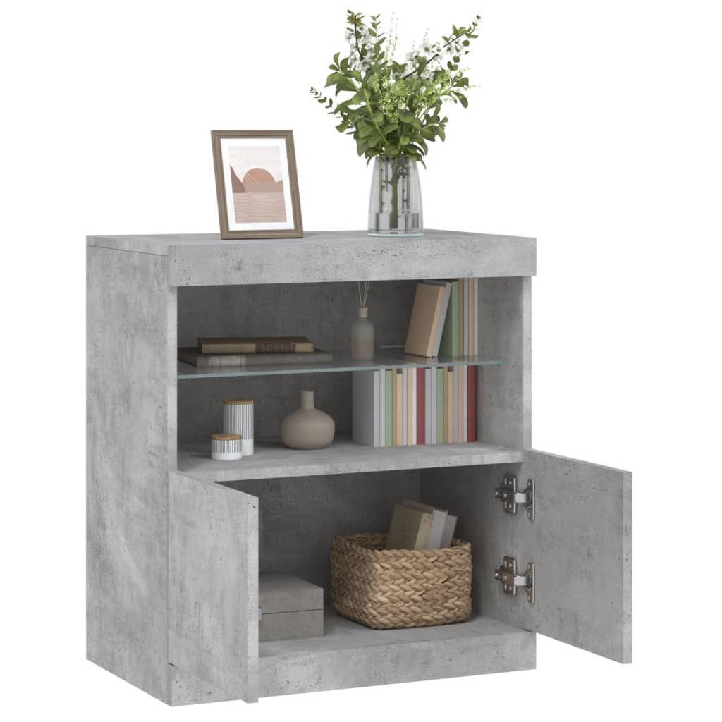 Buffet avec lumières LED gris béton 60x37x67 cm - XIOS