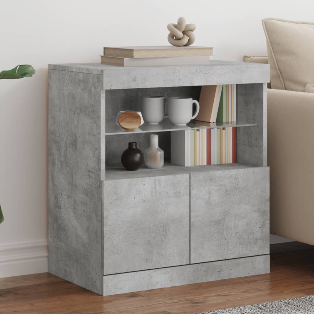 Buffet avec lumières LED gris béton 60x37x67 cm - XIOS