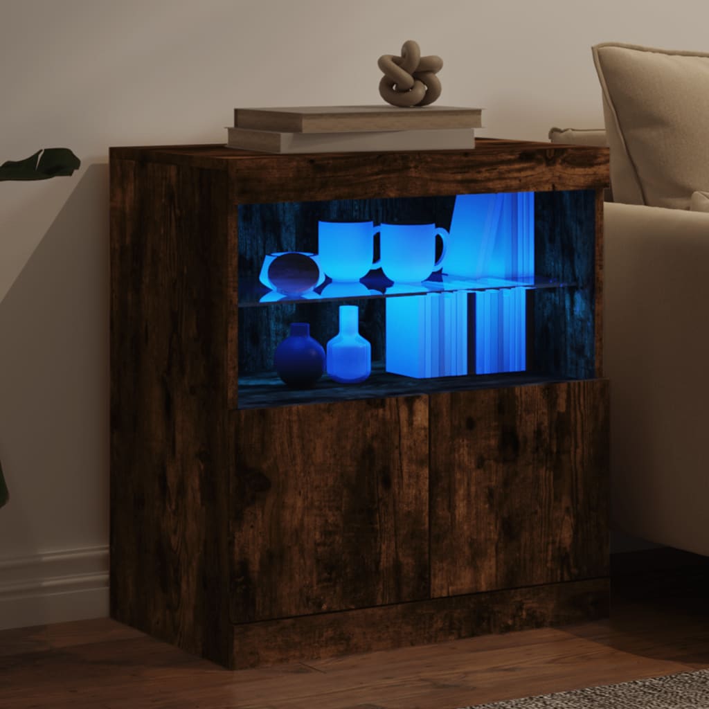 Buffet avec lumières LED chêne fumé 60x37x67 cm - XIOS