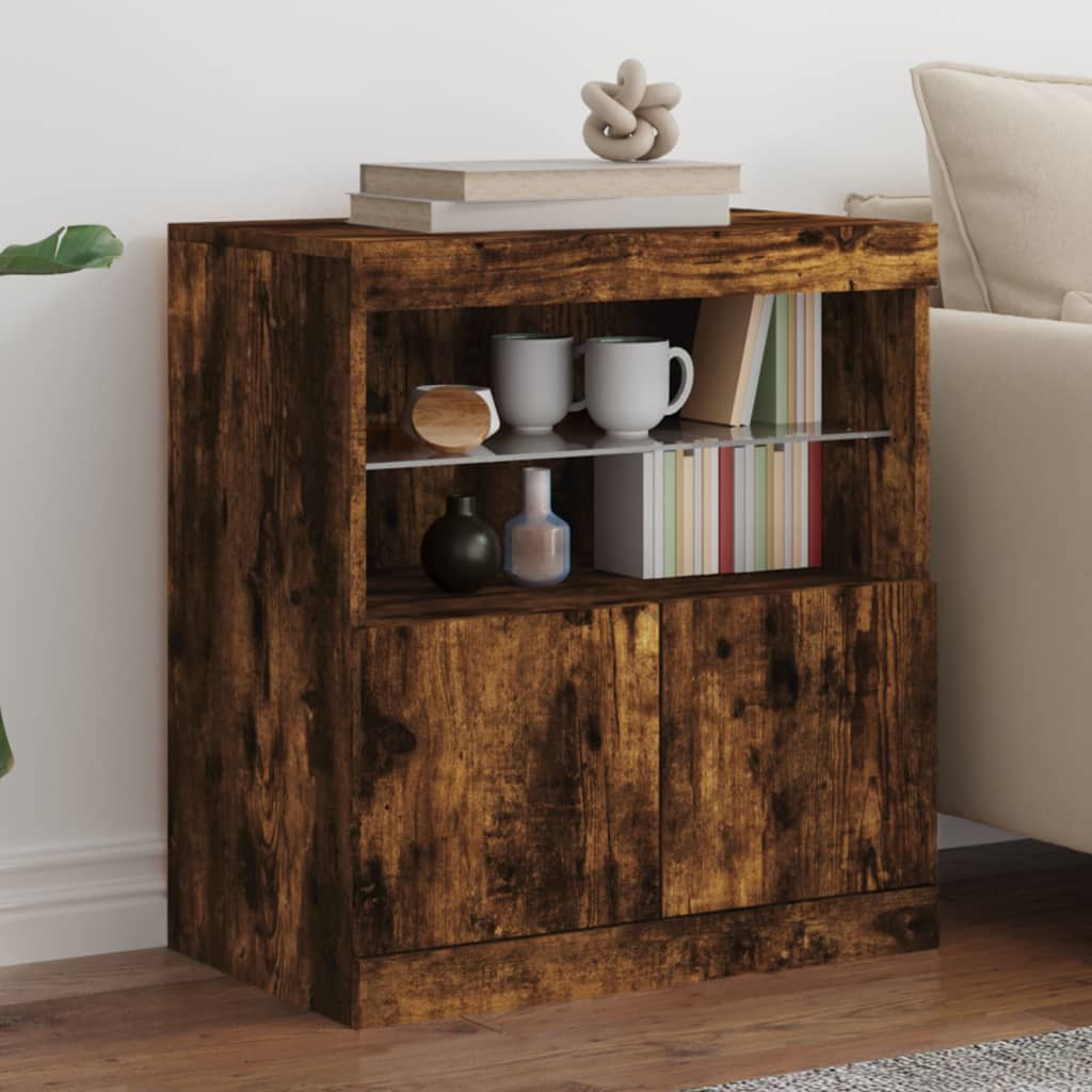 Buffet avec lumières LED chêne fumé 60x37x67 cm - XIOS