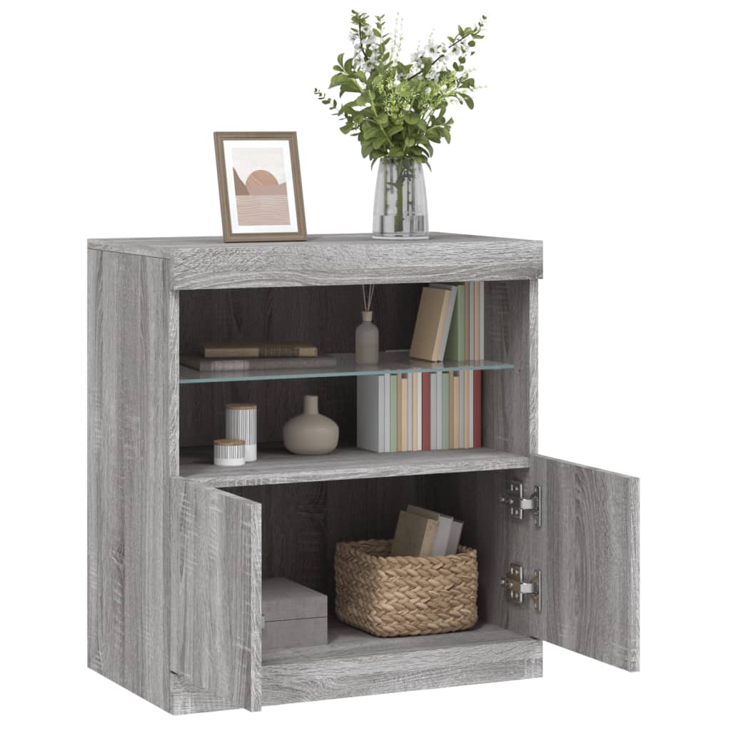 Buffet avec lumières LED sonoma gris 60x37x67 cm - XIOS