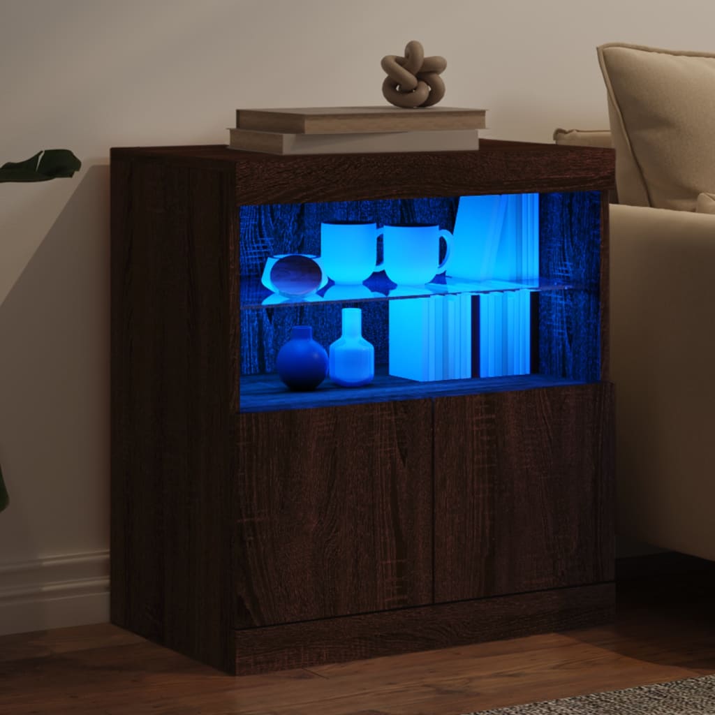 Buffet avec lumières LED chêne marron 60x37x67 cm - XIOS