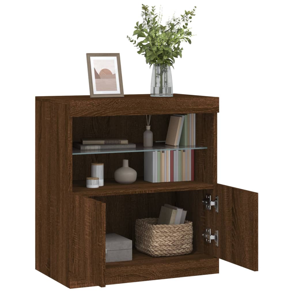 Buffet avec lumières LED chêne marron 60x37x67 cm - XIOS