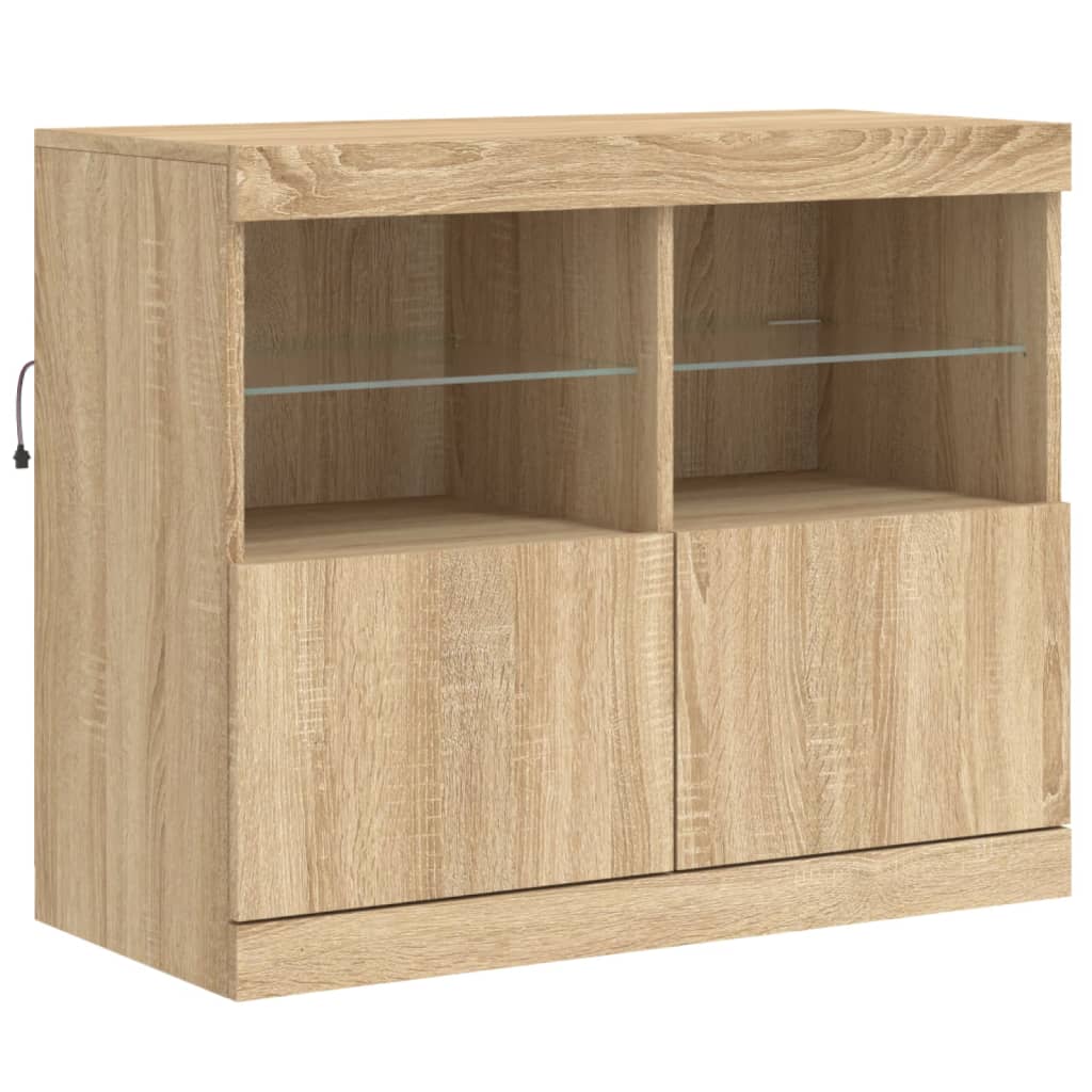 Buffet avec lumières LED chêne sonoma 81x37x67 cm - XIOS