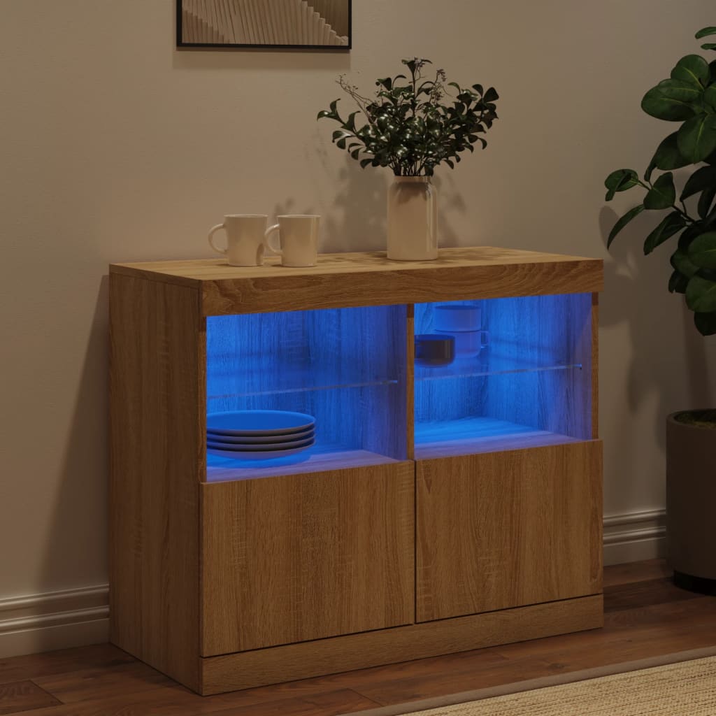 Buffet avec lumières LED chêne sonoma 81x37x67 cm - XIOS