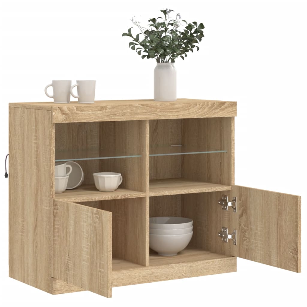Buffet avec lumières LED chêne sonoma 81x37x67 cm - XIOS