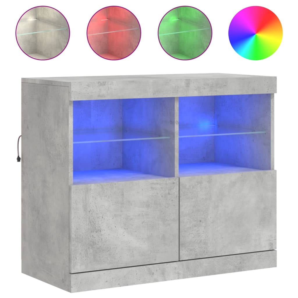 Buffet avec lumières LED gris béton 81x37x67 cm - XIOS