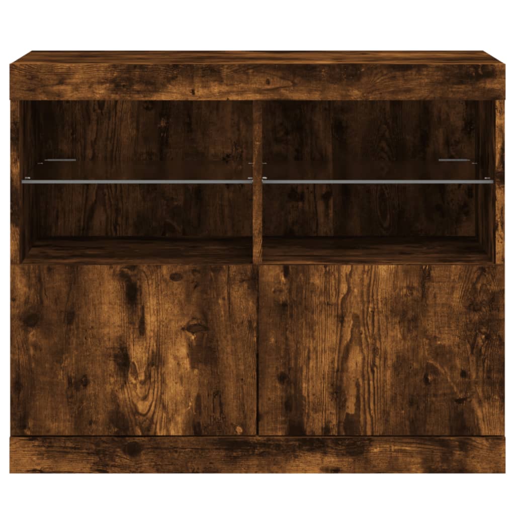 Buffet avec lumières LED chêne fumé 81x37x67 cm - XIOS