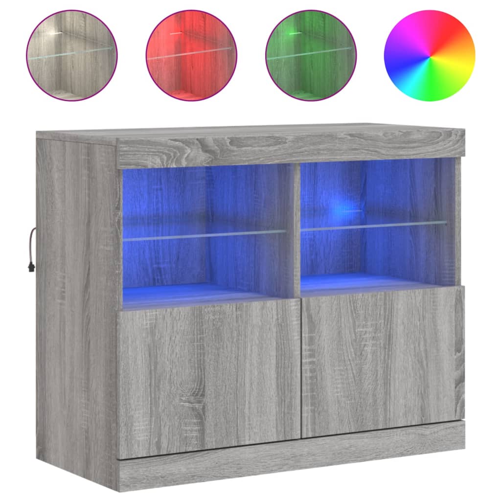 Buffet avec lumières LED sonoma gris 81x37x67 cm - XIOS