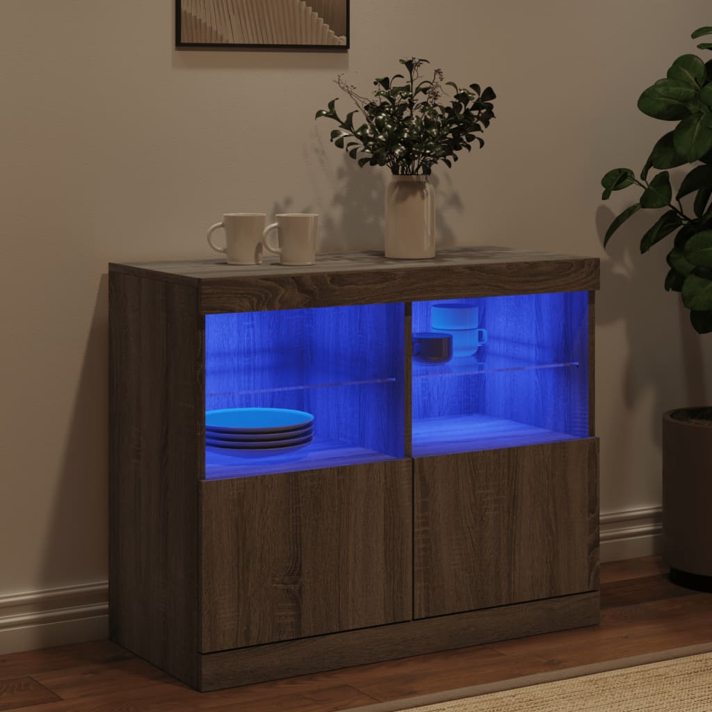Buffet avec lumières LED sonoma gris 81x37x67 cm - XIOS