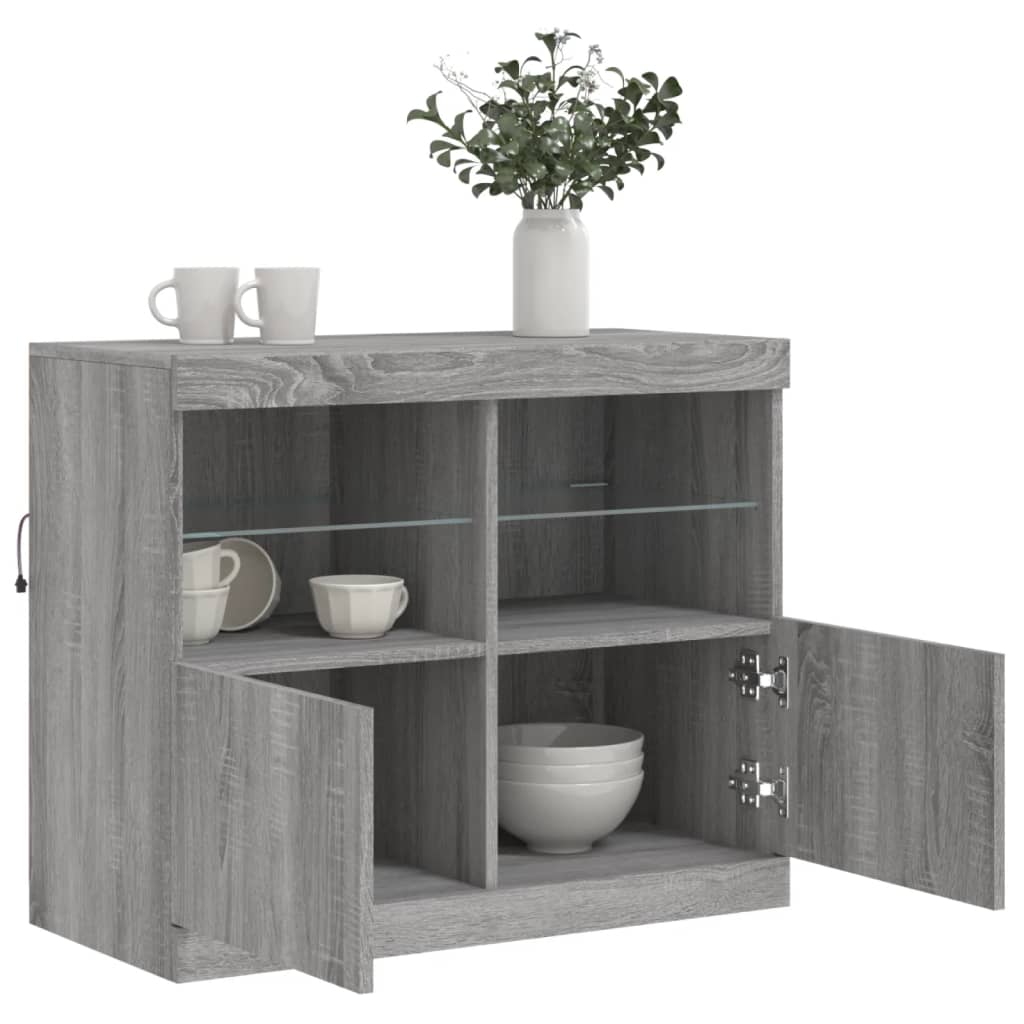 Buffet avec lumières LED sonoma gris 81x37x67 cm - XIOS