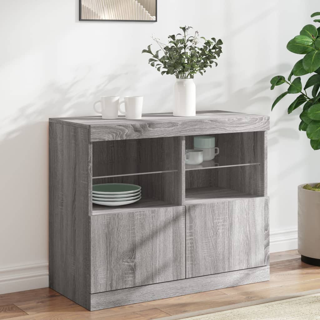 Buffet avec lumières LED sonoma gris 81x37x67 cm - XIOS