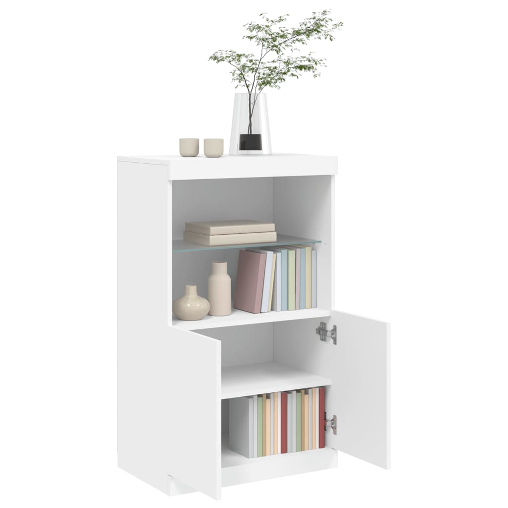 Buffet avec lumières LED blanc 60,5x37x100 cm - XIOS