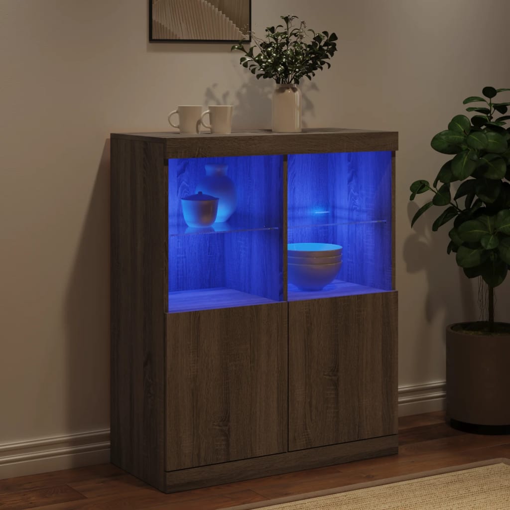 Buffet avec lumières LED sonoma gris 81x37x100 cm - XIOS