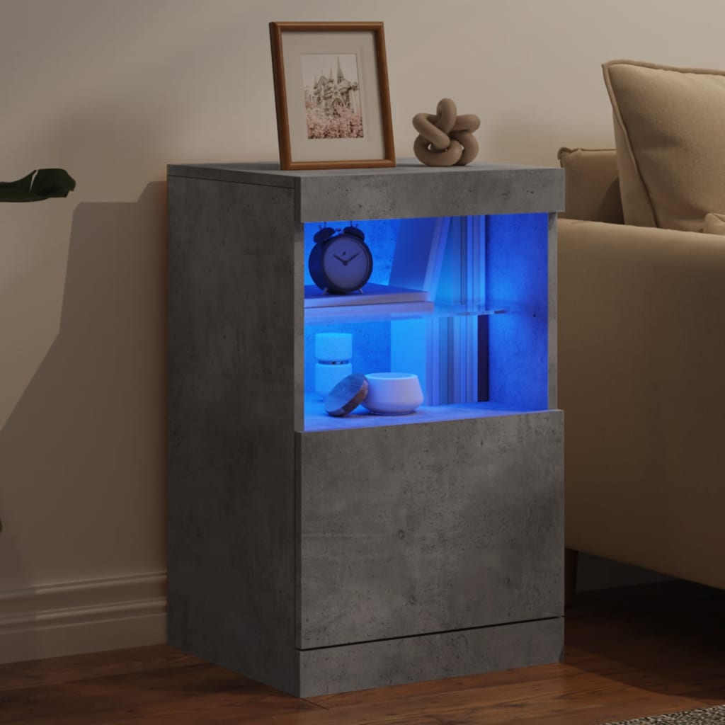Buffet avec lumières LED gris béton 41x37x67 cm - XIOS