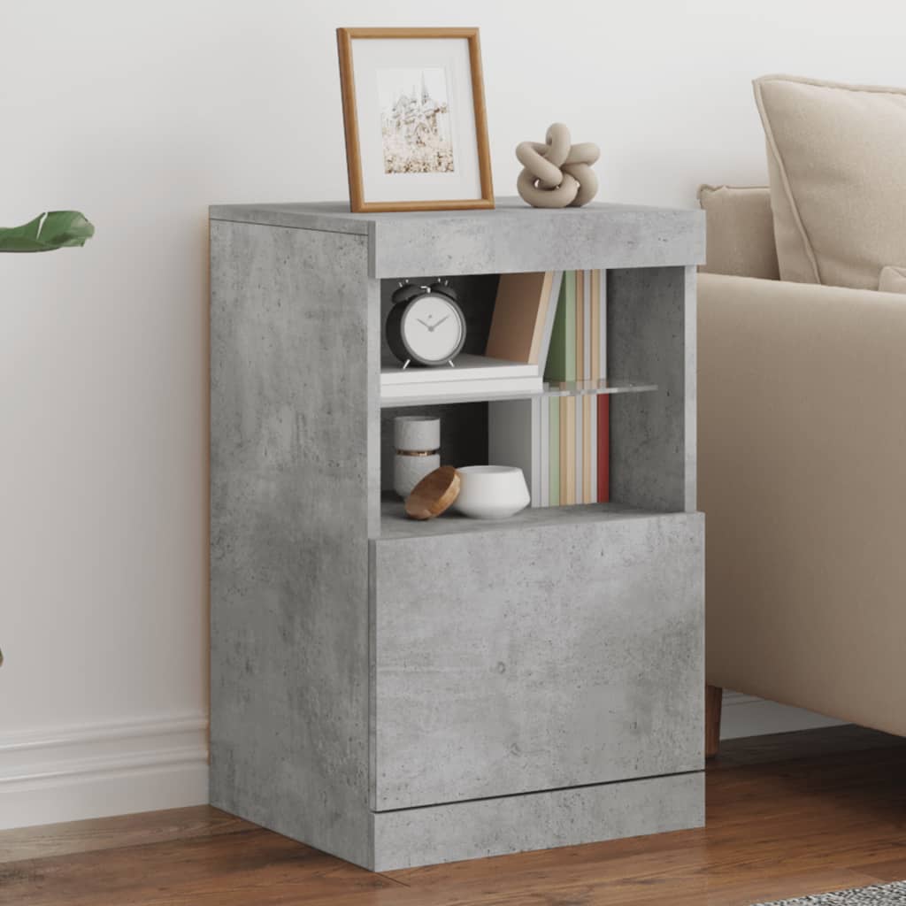 Buffet avec lumières LED gris béton 41x37x67 cm - XIOS
