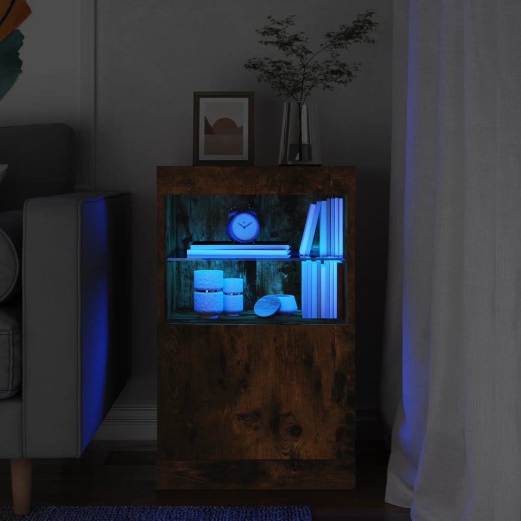 Buffet avec lumières LED chêne fumé 41x37x67 cm - XIOS