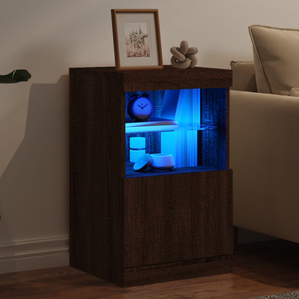 Buffet avec lumières LED chêne marron 41x37x67 cm - XIOS