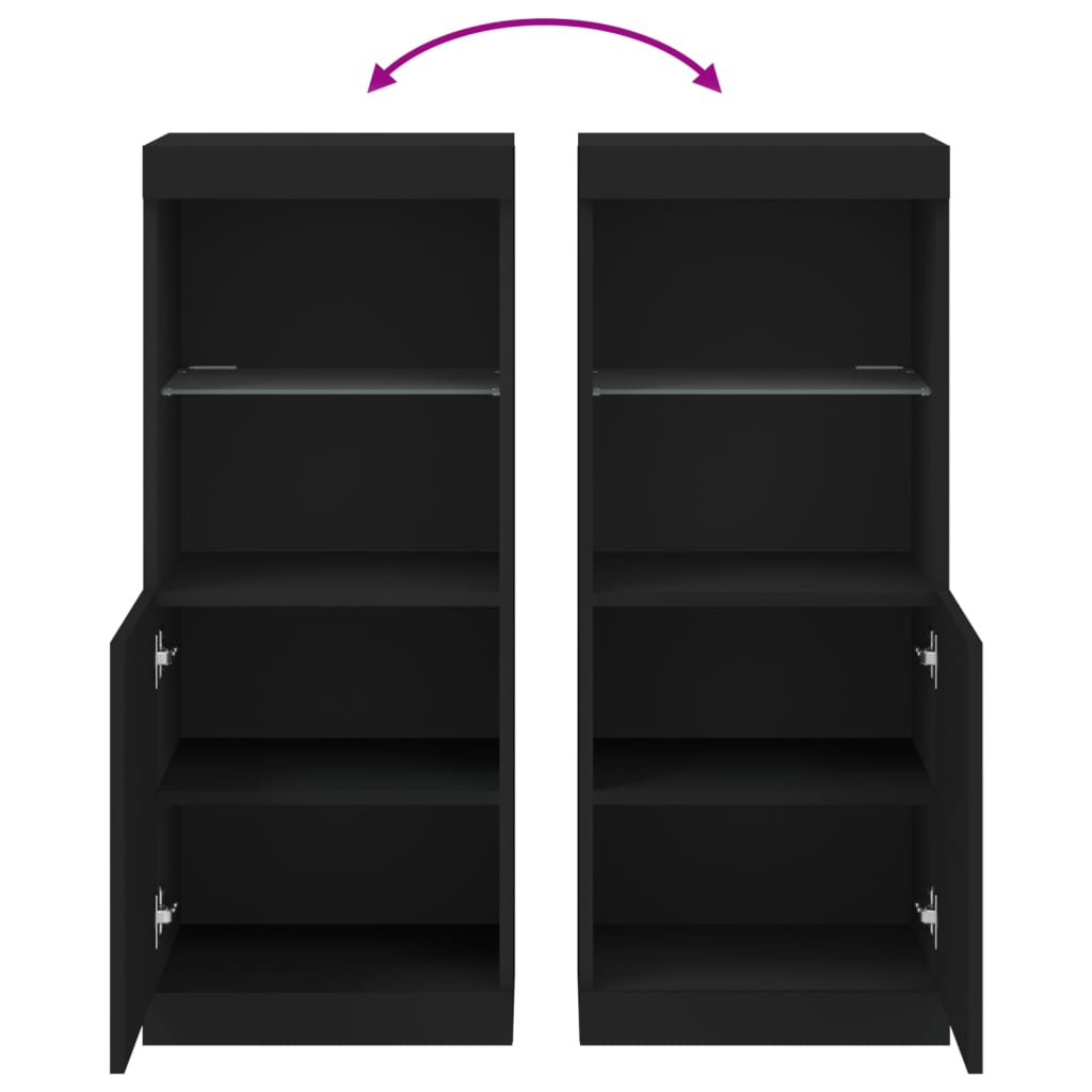 Buffet avec lumières LED noir 41x37x100 cm - XIOS