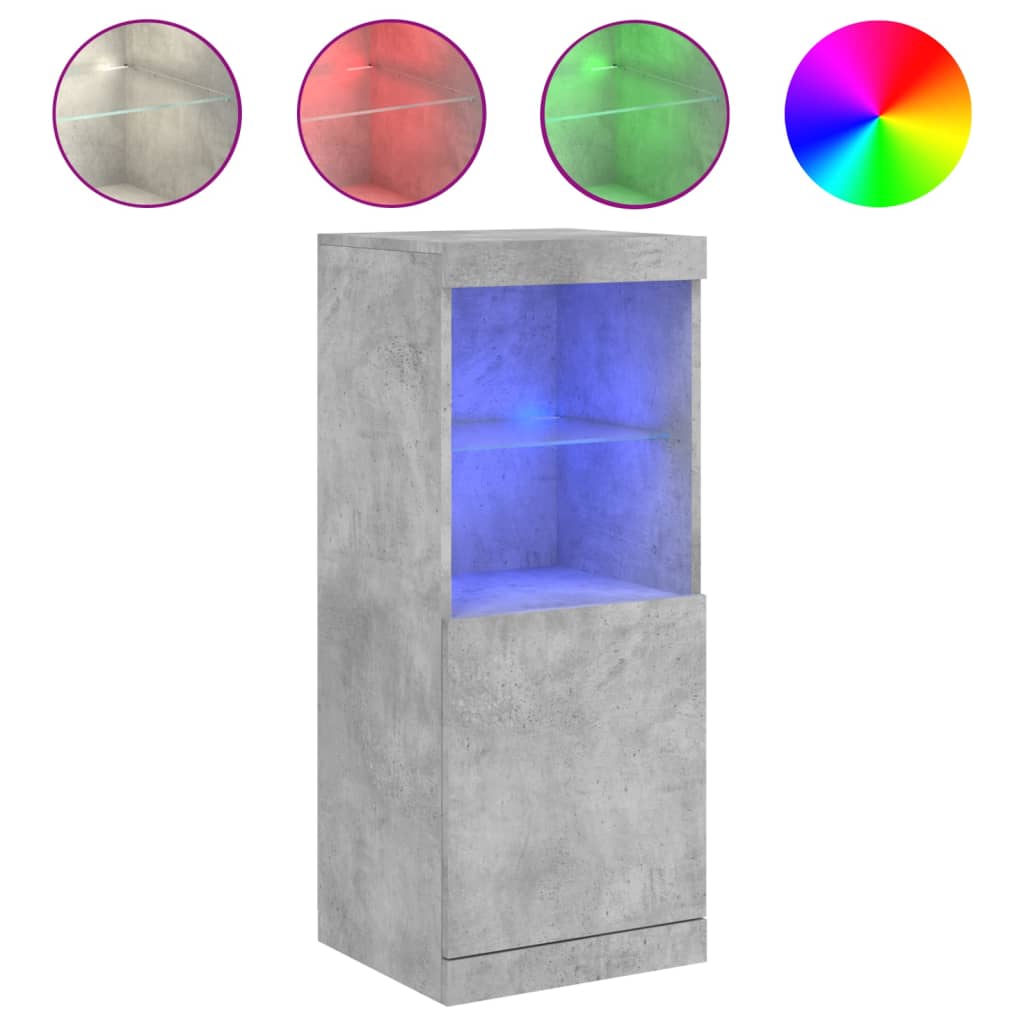 Buffet avec lumières LED gris béton 41x37x100 cm - XIOS