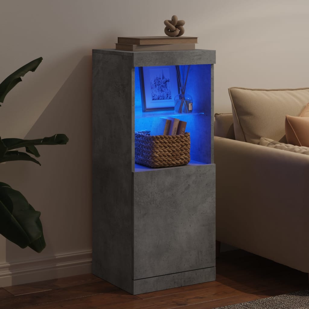 Buffet avec lumières LED gris béton 41x37x100 cm - XIOS
