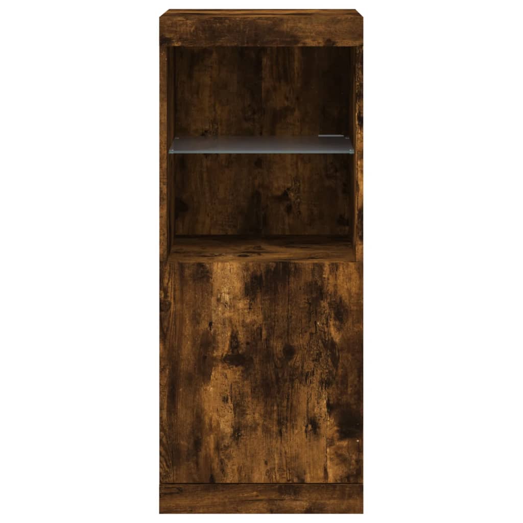 Buffet avec lumières LED chêne fumé 41x37x100 cm - XIOS