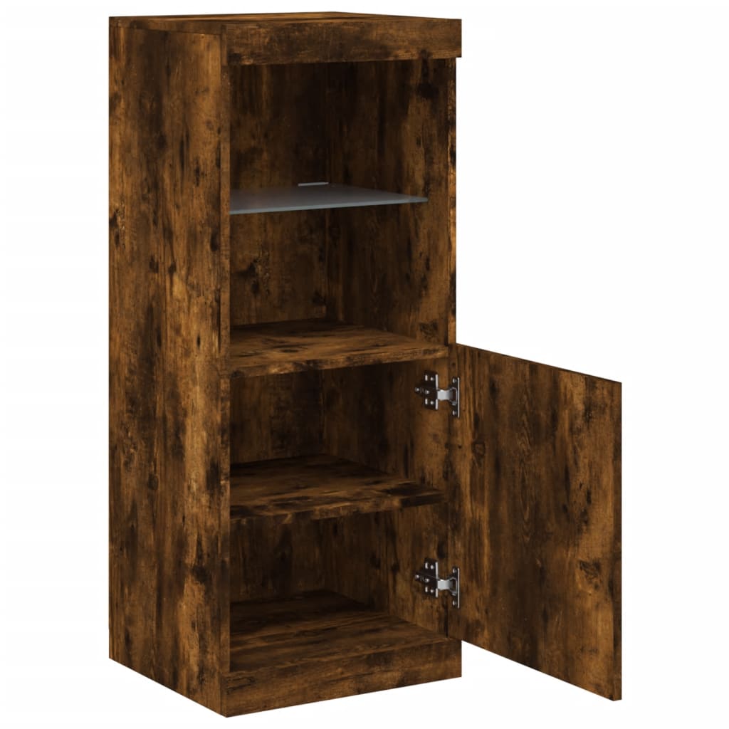 Buffet avec lumières LED chêne fumé 41x37x100 cm - XIOS