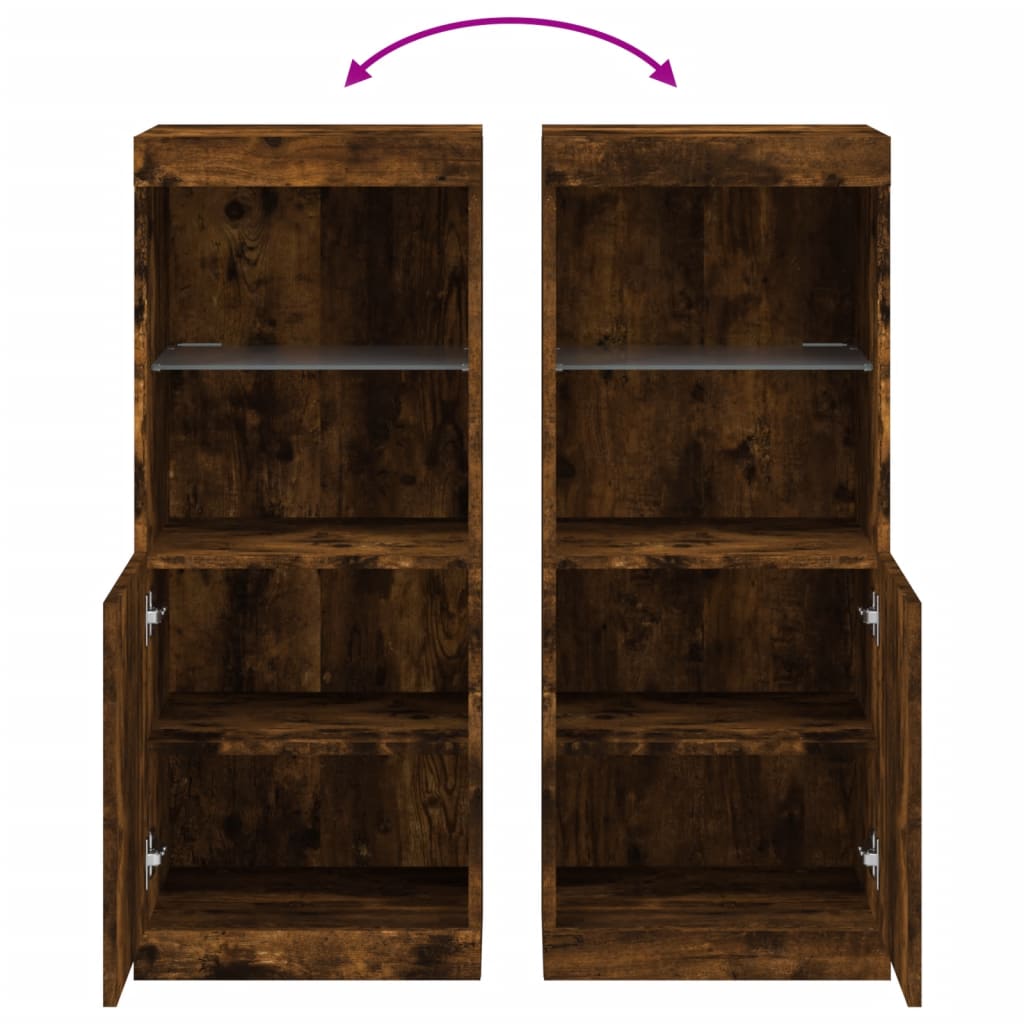 Buffet avec lumières LED chêne fumé 41x37x100 cm - XIOS