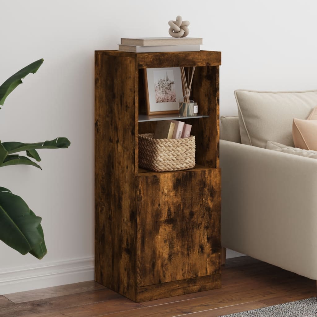 Buffet avec lumières LED chêne fumé 41x37x100 cm - XIOS