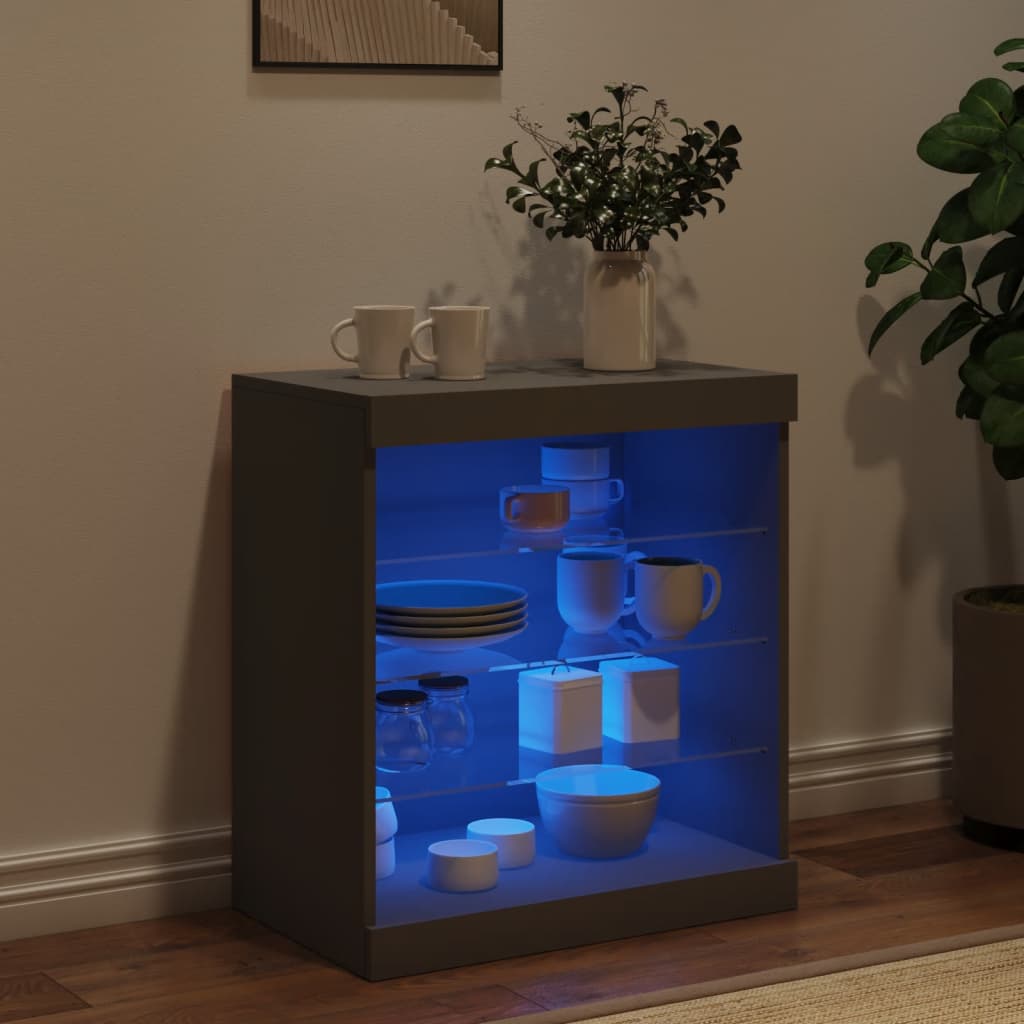 Buffet avec lumières LED noir 60,5x37x67 cm - XIOS