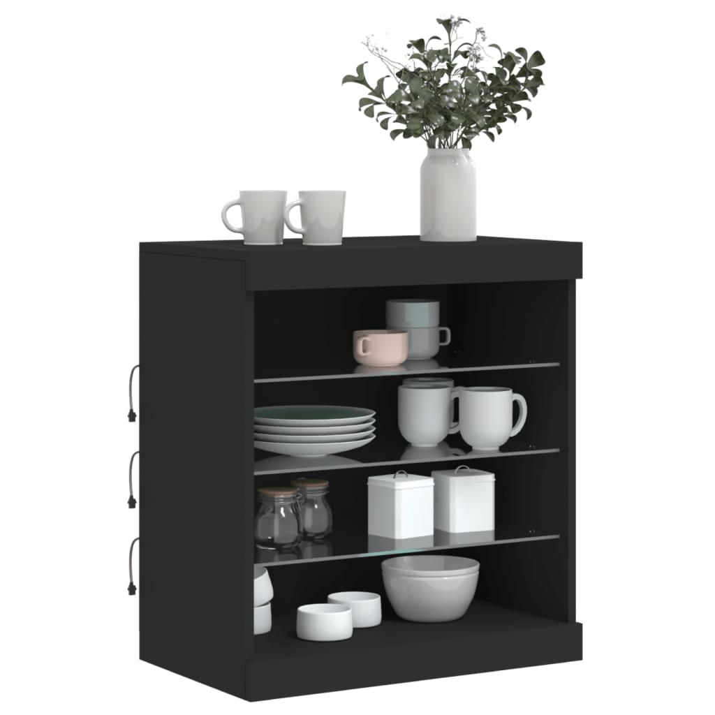 Buffet avec lumières LED noir 60,5x37x67 cm - XIOS