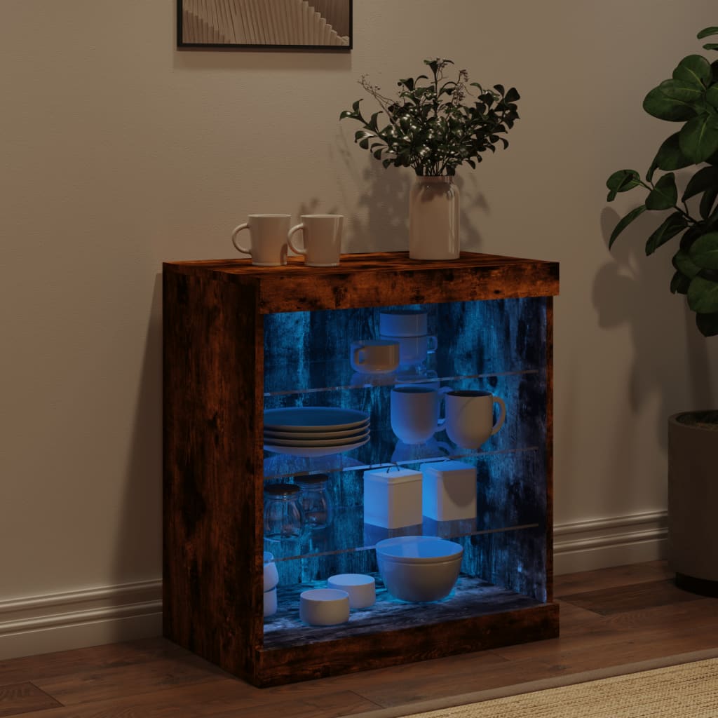 Buffet avec lumières LED chêne fumé 60,5x37x67 cm - XIOS