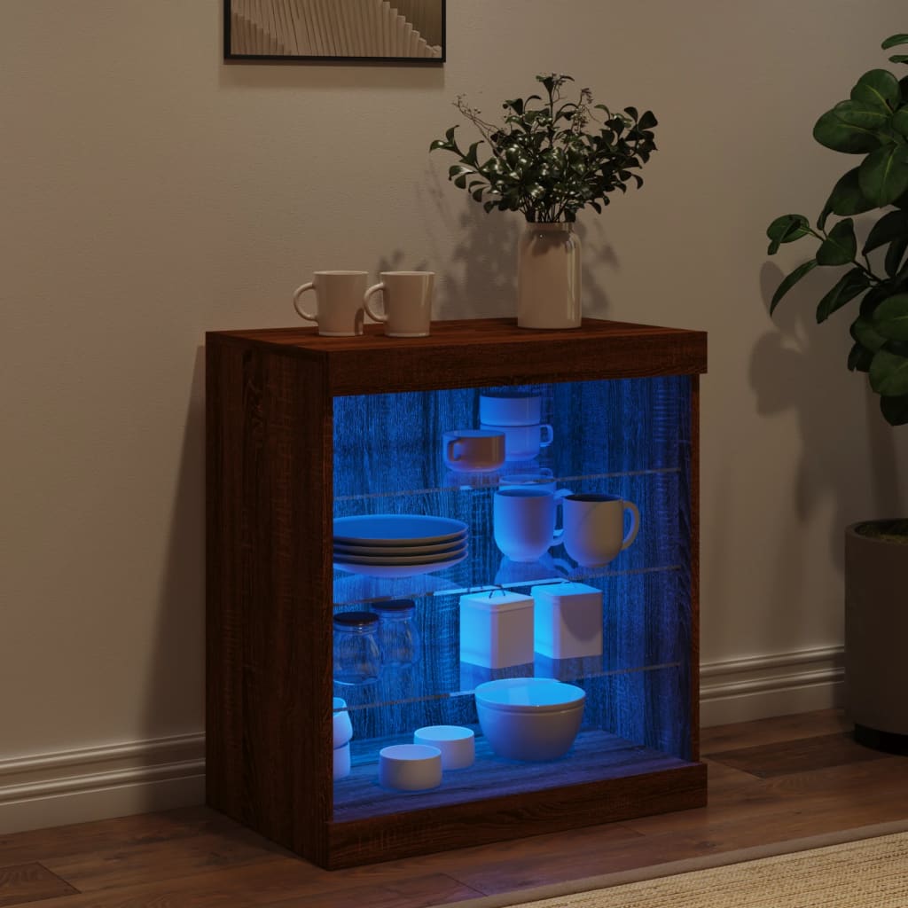 Buffet avec lumières LED chêne marron 60,5x37x67 cm - XIOS