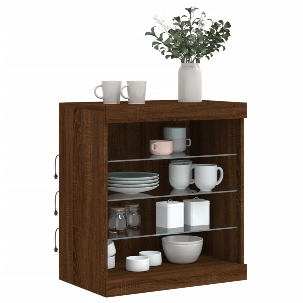 Buffet avec lumières LED chêne marron 60,5x37x67 cm - XIOS