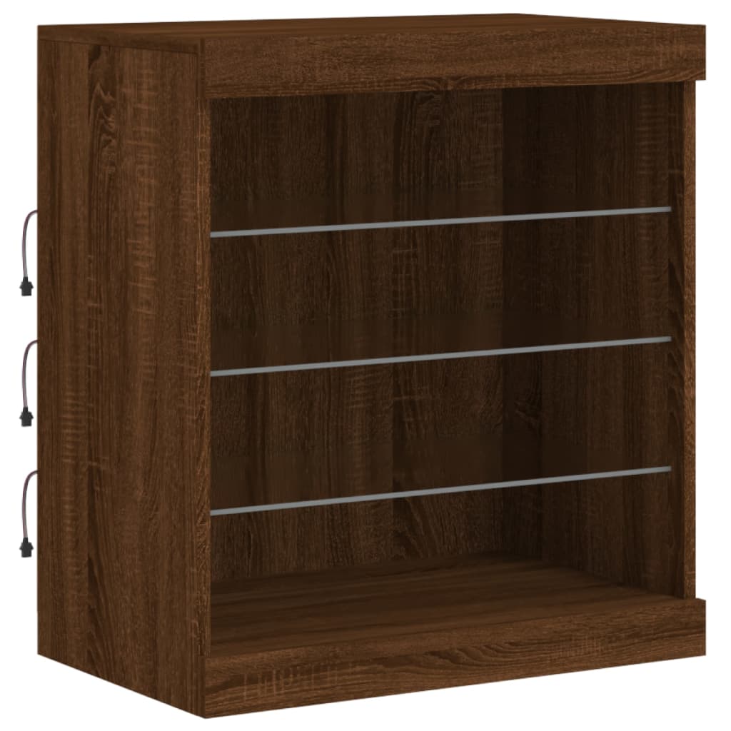 Buffet avec lumières LED chêne marron 60,5x37x67 cm - XIOS