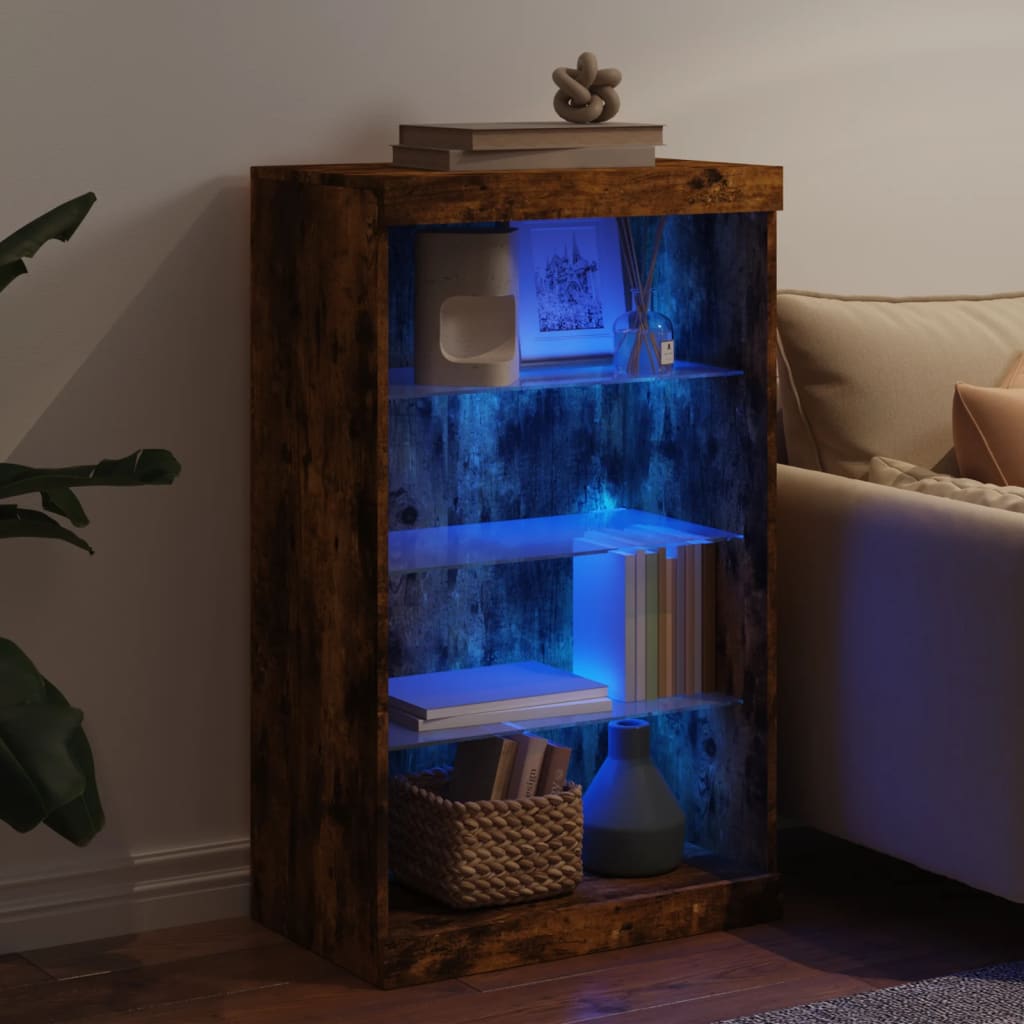 Buffet avec lumières LED chêne fumé 60,5x37x100 cm - XIOS