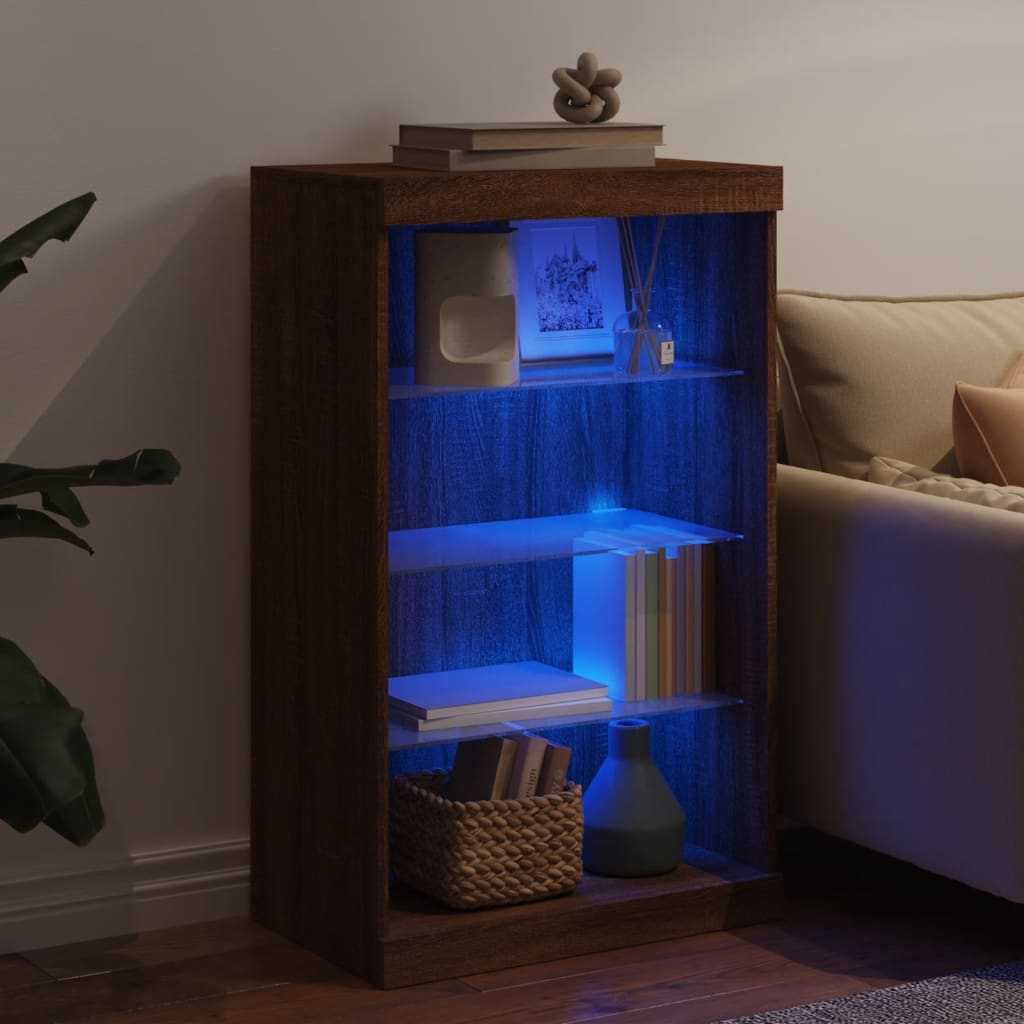 Buffet avec lumières LED chêne marron 60,5x37x100 cm - XIOS