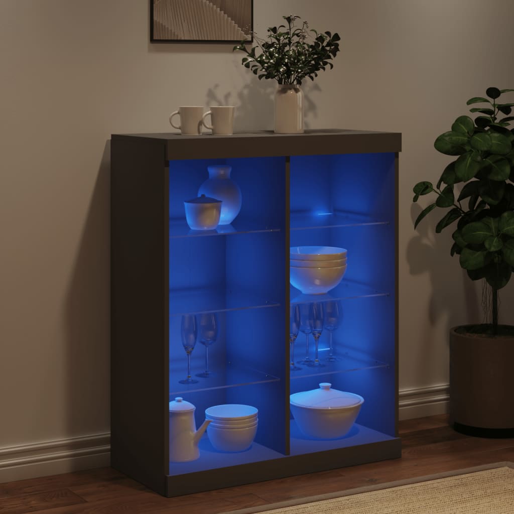 Buffet avec lumières LED noir 81x37x100 cm - XIOS