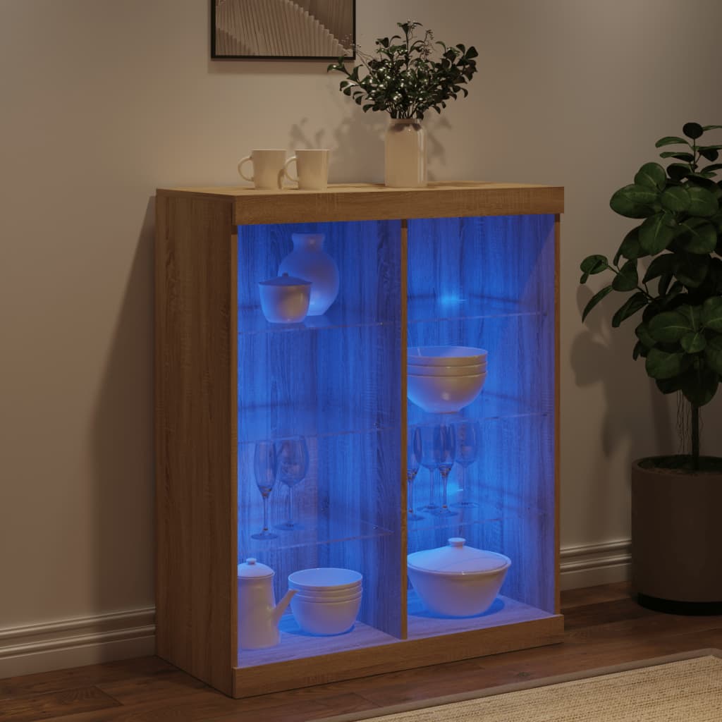 Buffet avec lumières LED chêne sonoma 81x37x100 cm - XIOS
