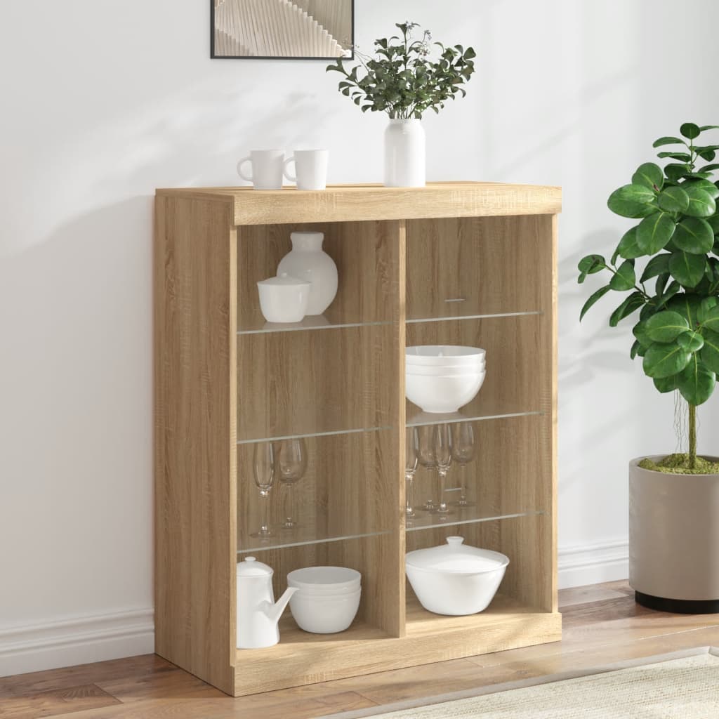 Buffet avec lumières LED chêne sonoma 81x37x100 cm - XIOS