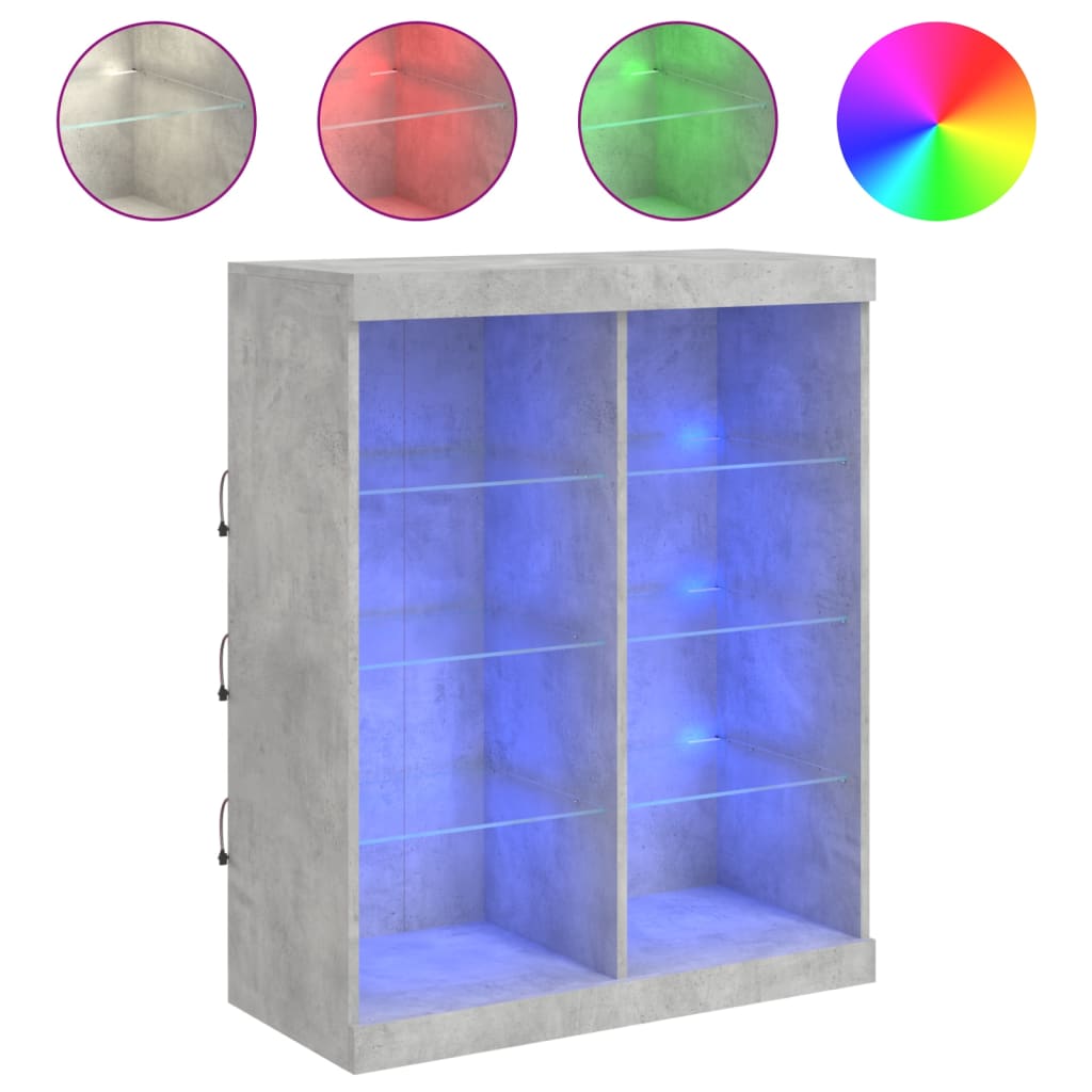 Buffet avec lumières LED gris béton 81x37x100 cm - XIOS