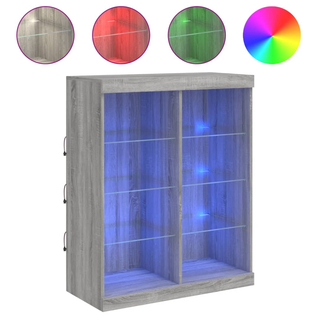 Buffet avec lumières LED sonoma gris 81x37x100 cm - XIOS