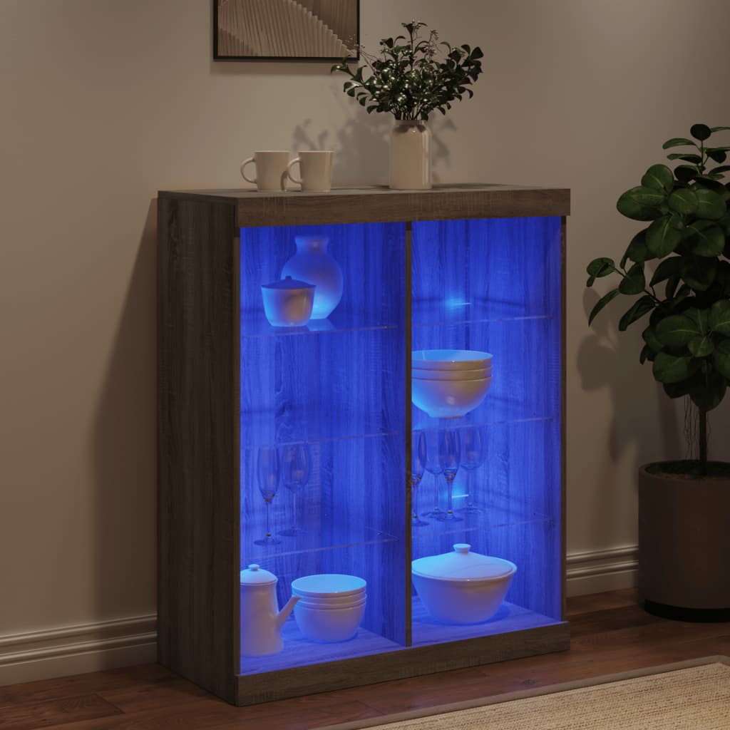 Buffet avec lumières LED sonoma gris 81x37x100 cm - XIOS