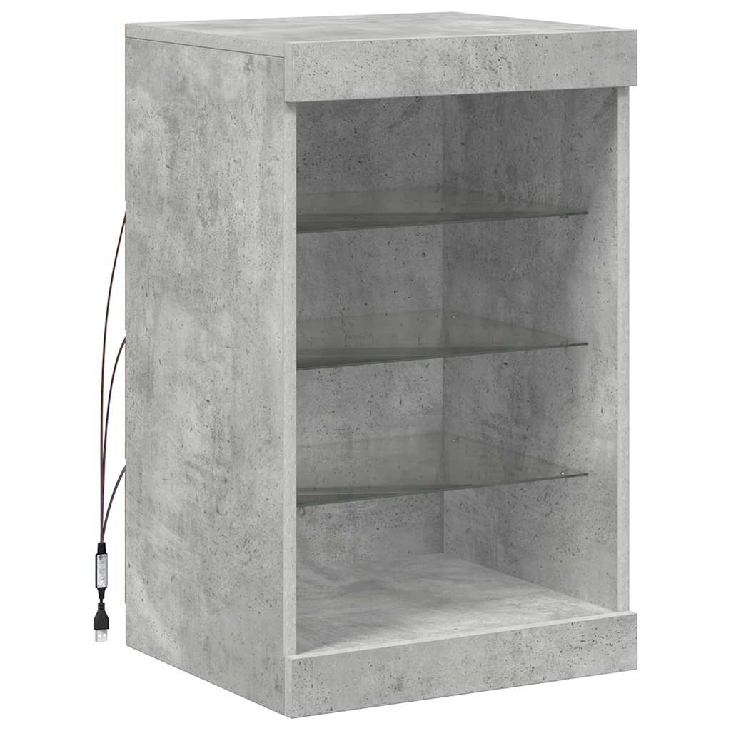 Buffet avec lumières LED gris béton 41x37x67 cm