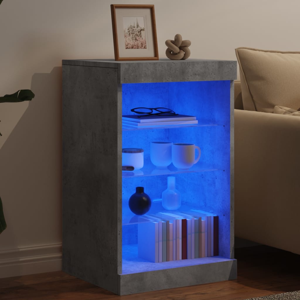 Buffet avec lumières LED gris béton 41x37x67 cm - XIOS
