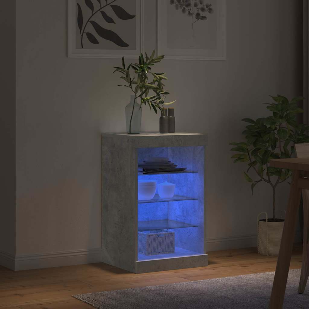 Buffet avec lumières LED gris béton 41x37x67 cm