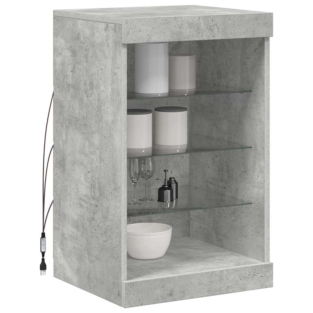 Buffet avec lumières LED gris béton 41x37x67 cm