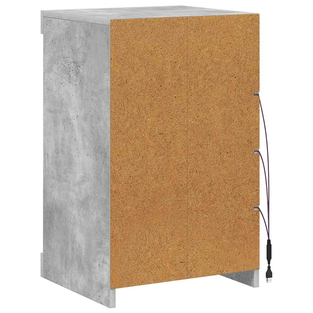 Buffet avec lumières LED gris béton 41x37x67 cm