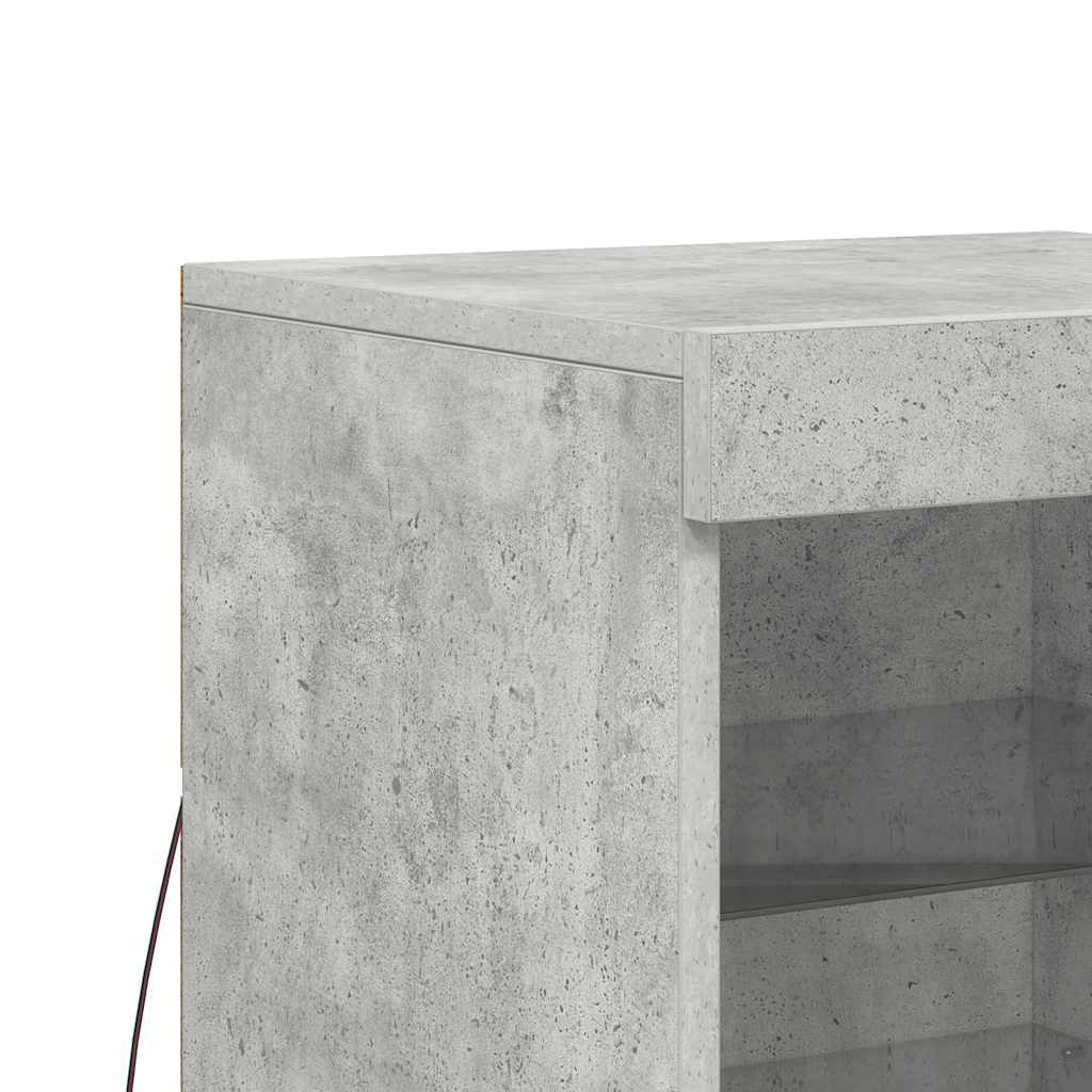 Buffet avec lumières LED gris béton 41x37x67 cm